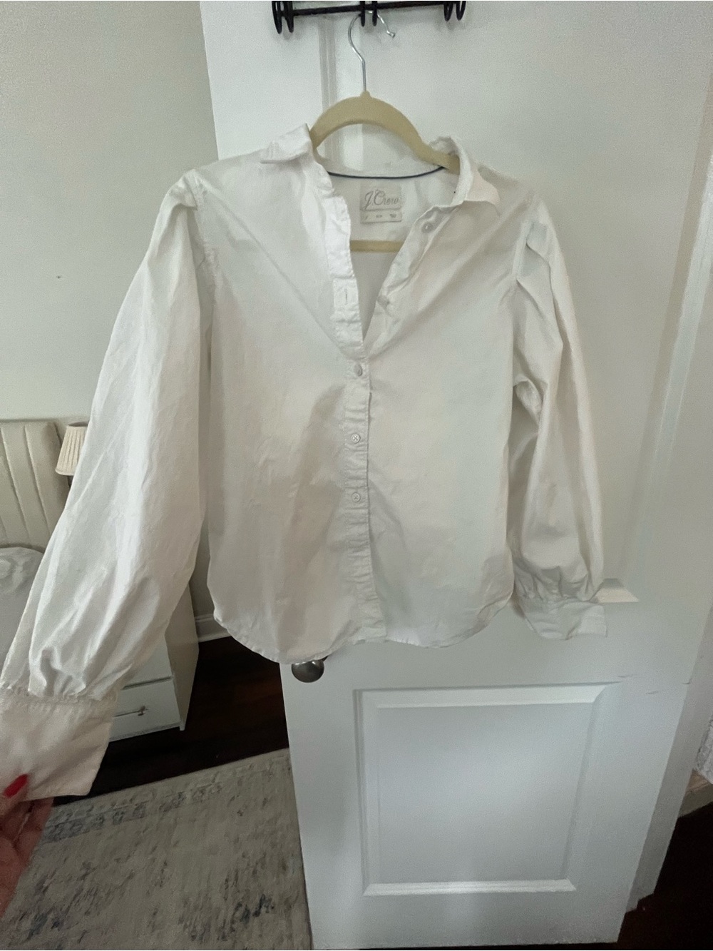 J. Crew White Slim Button-Down Shirt with Navy Trim
